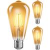 ledscom.de 3x E27 Lampadina LED, ST64, bianco extra caldo (2200 K), 4 W, 489lm, color oro