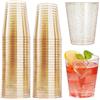 Ricofot Bicchieri Cocktail Plastica, 50 Pezzi, 300 ml, Paillettes Dorate, Riutilizzabile, Plastica Rigida, Adatto ad Ogni Occasione
