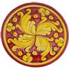 sicilia bedda - PIATTO IN CERAMICA SICILIANA con Decorazioni Maioliche - Articolo di Classe Dipinto a Mano (Maioliche su Sfondo Bordeaux, Diametro 20 CM)