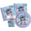 WOOPARTY Kit Compleanno Tavola 16 Persone (52 Pezzi: 16 Piatti 18cm, 16 Bicchieri 200ml, 20 tovaglioli) in Carta (Stitch II)