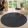 TT Home Tappeto Fibra Naturale Juta Soggiorno Rotondo Etnico Boho Fatto A Mano Bordura, Colore:Antracite, Dimensione:80 cm Rund