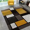 Taidianolp Tappeto Salotto Moderno Pelo Corto, geometriche nere e grigie, design moderno, giallo, senape, 120 x 120 cm,Tappeto Soggiorno, Cucina, Esterno Balcone,
