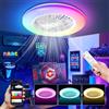 Lospitch Ventilatore da soffitto con illuminazione φ49 cm RGB LED fan luce con telecomando, timer, 6 velocità di regolazione continua ventilatore da soffitto con luce