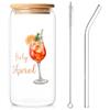 Dermalyx Set Di Bicchieri Aperol Spritz Estivi, Bicchiere In Vetro Borosilicato 500ml, Coperchio In Bambù Con Cannuccia, Accessori Aperol Per Decorazioni Festa, Holy Aper