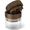 JCASE Grinder in legno, Ø 6,5 cm, per erbe, spezie ed erbe aromatiche, con scomparto per polline e coperchio magnetico, 3 pezzi, in legno di noce