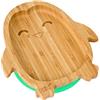bamboo bamboo Piatto Baby e Toddler con Ventosa per Pappa e Svezzamento, Piatto Pinguino Bamboo con Sicura, Piatti per Bambini da 6 Mesi (Pinguino, Verde)