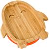 bamboo bamboo Piatto Baby e Toddler con Ventosa per Pappa e Svezzamento, Piatto Pinguino Bamboo con Sicura, Piatti per Bambini da 6 Mesi (Pinguino, Arancia)