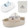 Kenuak® Cesta Fasciatoio per Bambini, Cestino per Neonati Portatile con Materasso Impermeabile, Cestino Fasciatoio con Materasso Impermeabile e Rivestimento Sfoderabile, Moses Cestino (punteggiato)