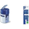 Staedtler, Temperamatite A Due Fori Con Serbatoio 512 001 Confezione Da 4 Gomme Per Cancellare Mars Plastic, Colore Bianco, Senza Ftalati Neacute