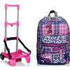 Seven Zaino Scuola Outsize CHEER GIRL, Viola, Doppio Scomparto + Carrello BE BOX TOP Portazaino Compatibile