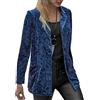 DAIHAN Giacca Business Donna Cappotto Tailleur a Manica Lunga in Velluto Blazer Elegante Basic Colletto Rivolto Tinta Unita Elegante Ufficio Business,Marina Militare,XL