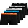 JACK & JONES JACHuey - Boxer da Uomo, Confezione da 5 Nero (Nero/Dettaglio: Bianco/2 Arancione/Blu/Nero) S
