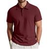 Coofandy Polo da Uomo in Cotone a Maniche Corte da Golf, 3 Bottoni, Maglietta Casual da Lavoro, Bordeaux, 3XL