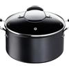 Lagostina Tempra Casseruola fonda 2 maniglie e coperchio 24cm, rivestimento antiaderente Titanium, adatta all'induzione, manici rivettati, nero