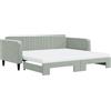 vidaXL Divano letto estraibile con materasso Grigio chiaro 100x200 cm Velluto