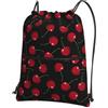 Generic Borsa con Coulisse Red Cherries Black Sportiva Sacche Pieghevole Sport Gym Sacca Borsa Leggero per Compleanno Regalino Scuola