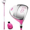 golfklab Mazza da golf ibrida in legno da 1 W, 16/26 gradi, per destrorsi, con driver dell'albero in grafite, per principianti, ragazzi e ragazze, include copertura per la testa (rosa, 6-8 anni, 16 gradi)