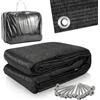 Ansobea Tappeto per Tenda da Campeggio ‎Nero, Tappeto da Campeggio per Tenda, Camper, in HDPE, Tappeto per Tende da Sole con 12 Fori, 13 picchetti e Borsa per Il Trasporto, 300x500cm