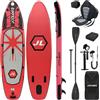 JOOLOOG Tavola da SUP gonfiabile spessa 15,2 cm, con sedile per tutti i livelli di difficoltà, 320 x 81 x 15 cm, colore rosso sole