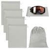 M METERXITY 4-Pack Borsa Per Occhiali Da Sci, 9.8 x 5.9 Morbida Borsa In Microfibra Con Cordino Per Occhiali Da Sci/Lenti Fotografiche/Occhiali Da Sole [Grigio]
