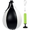 Pineeseatile Palla da Boxe in PU a Forma di Pera per Esercizi di Boxe, Pugni, Fitness, Bianco Nero, Appeso al Sacco da Girevole