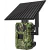 XZXXZSZ Fotocamera da Traccia, 4MP 4G Solar Trail Camera 6W Pannello Solare IP66 Impermeabile IR Night Ision Allarme PIR Telecamera da Caccia Bidirezionale Ad Ampio Campo(4G Camera 64G)