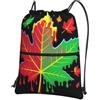 Generic Sportiva Sacche Leaf Colors Pattern Borsa con Coulisse Pieghevole Sport Gym Sacca Borsa Durevole per Scuola Yoga