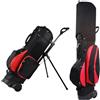 ASYJVWYZ Borsa Da Golf Portatile, Borsa Da Trasporto Impermeabile Con Spallacci Ergonomici, Grandi Tasche For Organizer, Con Supporto/ruote(Black red)