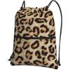 Generic Borsa con Coulisse Brown Spots Leopard Faux Fur Sportiva Sacche Portatile Zaino Casual Lavabile per Sport Compleanno Regalino