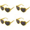 Vjsujehgy 4X Moda Divertente Summer Love di Cuore, Occhiali da Sole Giallo