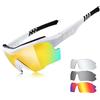 ROCKBROS Occhiali da Sole Sportivi Uomo Polarizzati 3 in 1, Occhiali da Ciclismo MTB Protezione UV400 Antivento Anti-sudore Leggero, per Bici Corsa Pesca Guida Sport All'aperto, Nero e Grigio