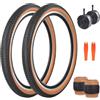 FOMAS Pneumatico per bici da 66 x 5,4 cm, confezione da 2 pezzi di ricambio antiscivolo pieghevole per mountain bike Cruiser bicicletta per bambini (nero, confezione da 2 con tubi, 66 x 5,4 cm)
