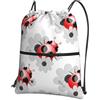 Generic Sportiva Sacche Red Ladybug Borsa con Coulisse Pieghevole Sacche Zaino Portatile per Viaggio Scuola