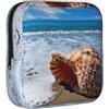EZDLOWVBA Borsa per assorbenti igienici con stampa di conchiglie sul mare, con cerniera, portatile, per donne, adolescenti, ragazze e signore