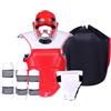 KiBcsLic Attrezzatura per Lo Sparring di Karate, Gilet da, Caschetto, Attrezzatura per L'allenamento di Taekwondo, Allenamento di Taekwondo E Muay Tha, Rosso, per 130-150 Cm