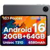 POPUX Tab A9 Android 16 Tablet 10 Pollici, 20 GB RAM + 64 GB ROM (TF 2 TB), Gemini AI,