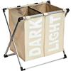 Amazon Basics - Cesto per il bucato a doppio scomparto, Beige