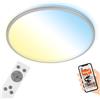 Briloner 3064-014 Lampada da Soffitto Smart LED, Plafoniera Rotonda Wifi, Retroilluminata, Cromo Opaco, Diametro 333 Mm