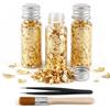 Carehabi 3 Bottiglie Fiocchi di Foglia d'Oro Imitazione con Pinzette e Pennello, Fiocchi d'Oro per Doratura,Pittura, Nail Art, Fai da Te, Artigianato e Decorazioni Artistici
