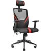 Mars Gaming MGCERGOBR, Rosso, Sedia Gaming Egonomica, Rete Traspirante, Supporto Cervicale e Lombare Regolabile + Braccioli