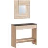 Habitdesign Mobile da ingresso con cassetto e specchio, mobile consolle, finitura in colore rovere canadese e ossido, dimensioni: 92 cm (larghezza) x 79 cm (altezza) x 33 cm (fondo)