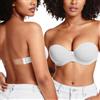 YANDW Reggiseno Senza Spalline con Fascia Posteriore Trasparente e Spalline Invisibili, Push-up, Imbottito, con Ferretto, Schiena Scoperta, Bianco, 2A