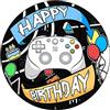 J&M DECO Decorazioni Torta Compleanno - Cake Topper Motivo Giocatore - Commestibile Topper Torta Compleanno - Carta Commestibile Fondant - Topper Torta Rotondo 20 cm - Decorazioni Torta Gamer
