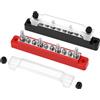 QWORK® Barra di distribuzione 150A 12V con 4 perni M6 e 6 viti M4, morsettiera di distribuzione dell'alimentazione per auto, barca, impianti nautici e solari, nera e rossa