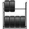 Lospitch Scaffale per pneumatici, 8 pneumatici, 107 x 46 x 117 cm, verniciato a polvere, scaffale da officina in metallo per garage, cantine, magazzino con custodia protettiva