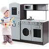 RELAX4LIFE Cucina Giocattolo per Bambini in Legno, Set Cucina di Ruolo con Accessori Diversi, Giocattolo da Cucina con Suoni, per Bambini più di 3 Anni