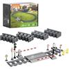 LUMIBRICKS Set di espansione per binari ferroviari, accessori con binari dritti e curvi, banchina, barriera, segnali e mattoncini stampati per impianti ferroviari