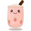 BJPERFMS Bubble Tea Peluche, 24CM Boba Tea Peluche, Decorativi Plushie Regalo di Compleanno per Famiglia e Amici (Rosa)