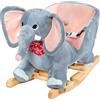 DEUBA® Elefante di Peluche a Dondolo in Legno con Suoni Cintura di Sicurezza Giochi Infanzia Bambini Giocattolo Regalo