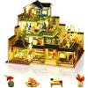 Cuteefun Casa delle Bambole con luce LED, Artigianato in Legno Unico, Adatto per Adulti e Adolescenti, Costruite la Casa dei Vostri Sogni, Compleanno Regali di Natale (Cortile Verde)